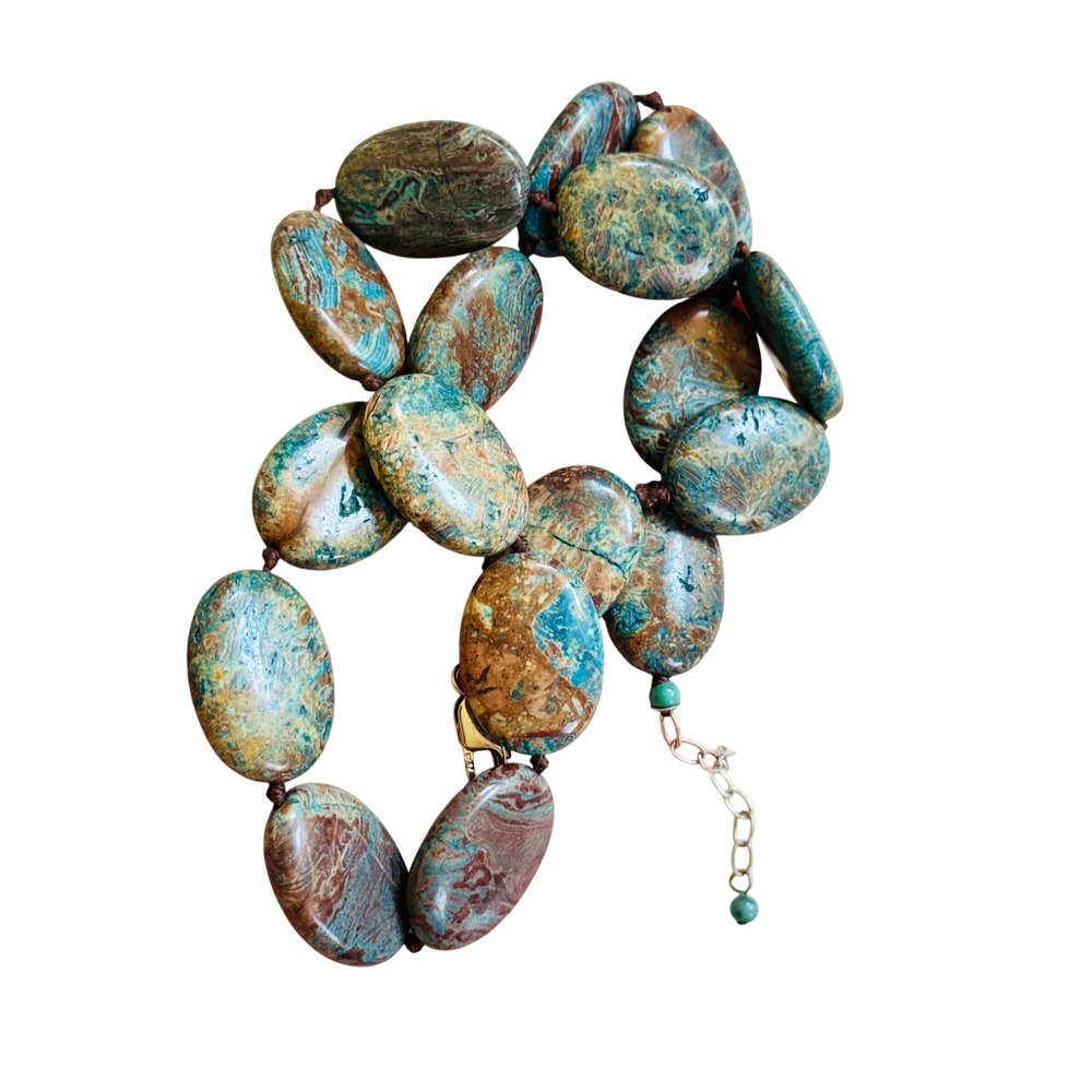AIL Aluma QVC Blue turquoise Necklace real Beads Collar sterling silver 925‎ 21"